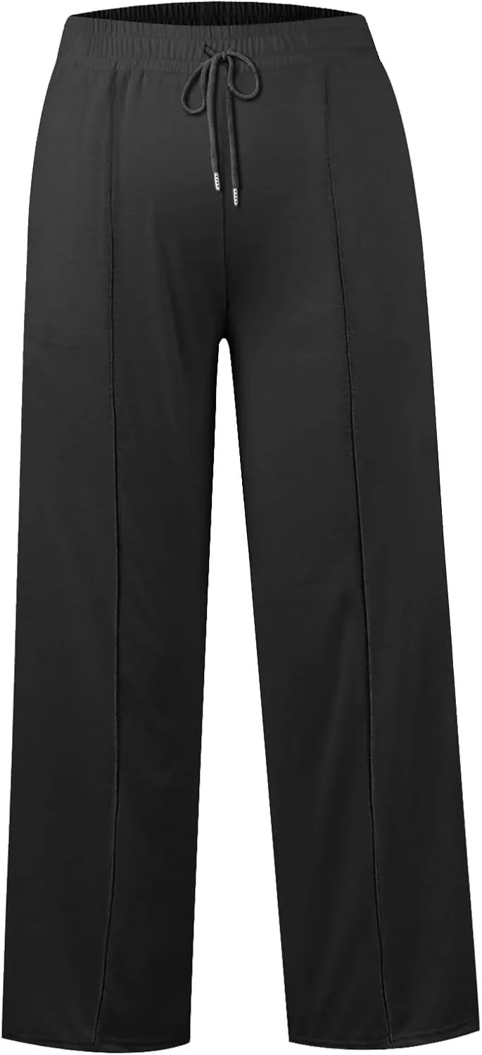 Women's Pants, Linen Pants Summer High Waisted Straight Leg Wide Lightweight Loose