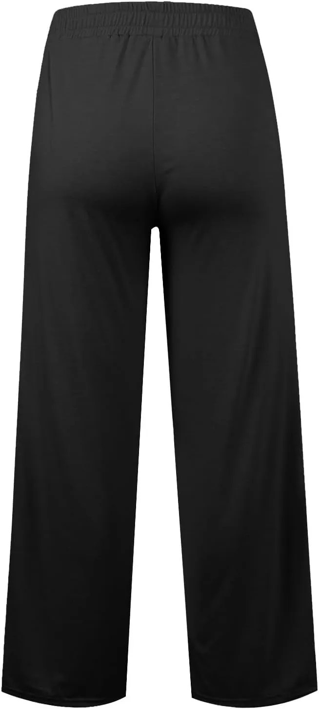Women's Pants, Linen Pants Summer High Waisted Straight Leg Wide Lightweight Loose