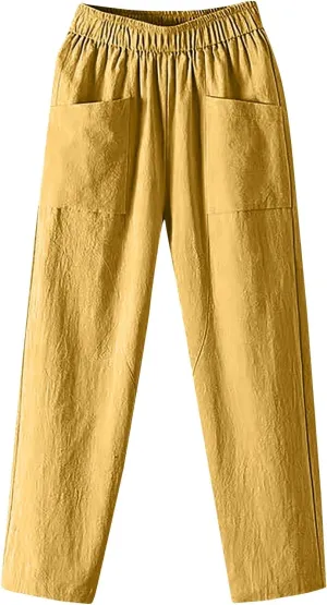 Womens Pants, Straight Leg Casual Pants Trendy Peasant Linen Baggy Stripe Lounge