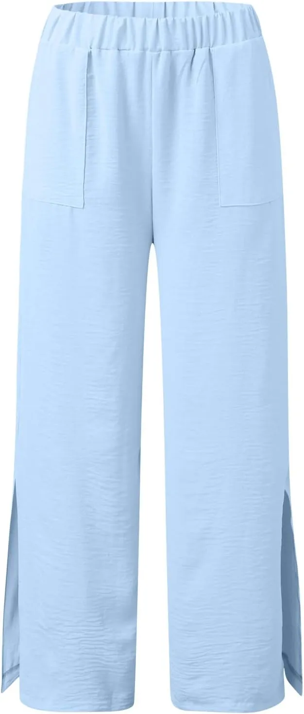 Womens Trousers Wide Leg High Waist Trouser Fit Loose Yoga Long Pants Business Casual Pants for Women Skinny