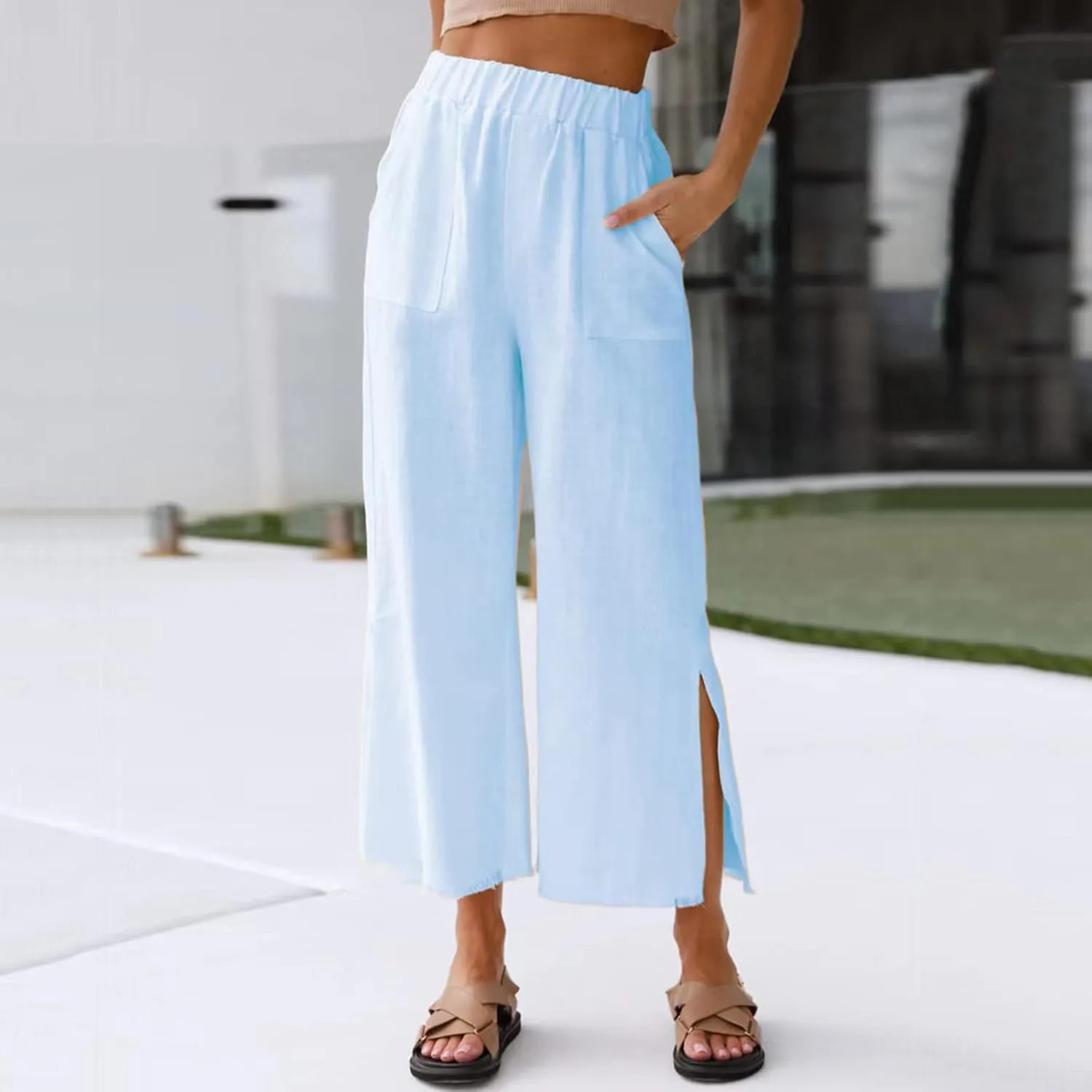 Womens Trousers Wide Leg High Waist Trouser Fit Loose Yoga Long Pants Business Casual Pants for Women Skinny