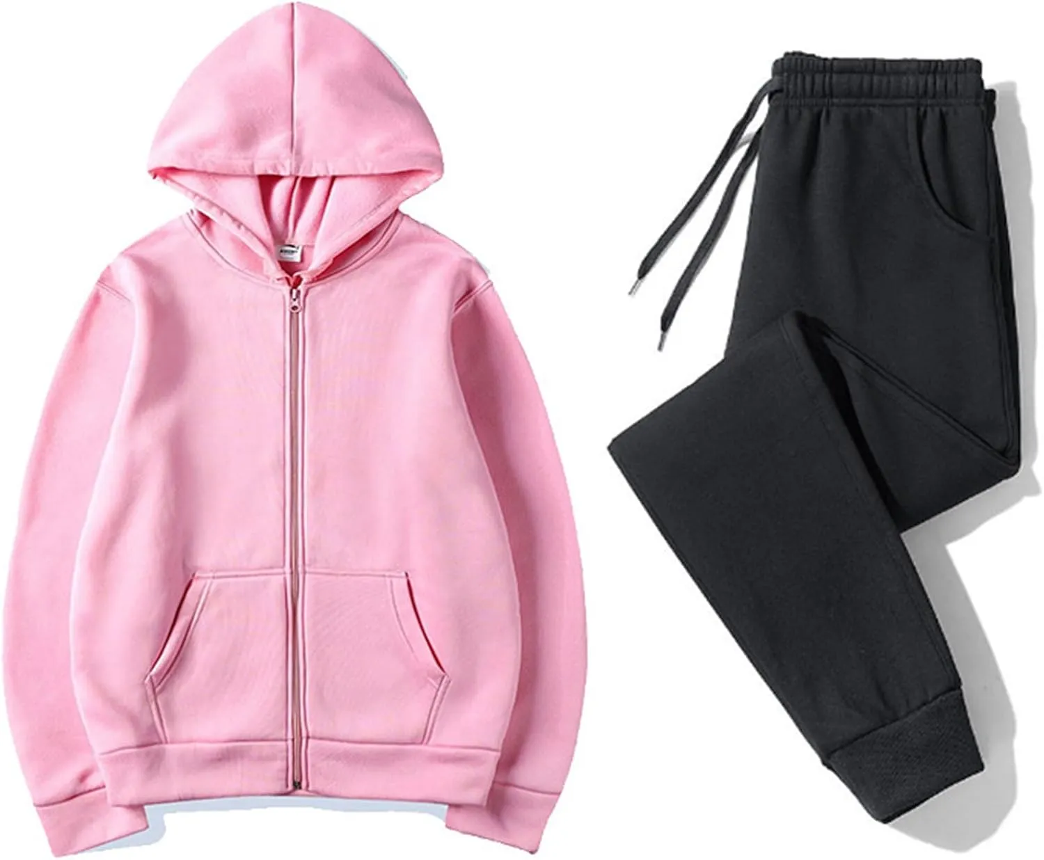 Women's Two Piece Outfits Set Long Sleeve Crewneck Workout Zip Up 2 Piece Fashion 2024 Trendy Pajamas Outfits