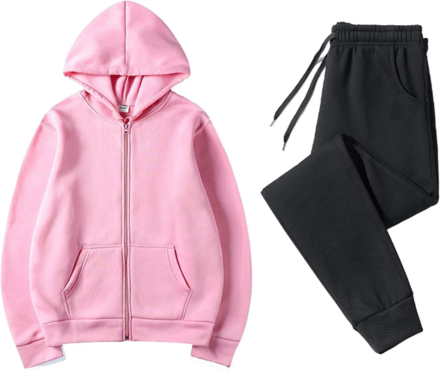 Women's Two Piece Outfits Set Long Sleeve Crewneck Workout Zip Up 2 Piece Fashion 2024 Trendy Pajamas Outfits