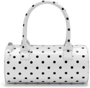 Women's White Polka Dot East West Bag Mini Handbag Retro Vintage-inspired Satchel 7.8" x 3.9" x 3.9"