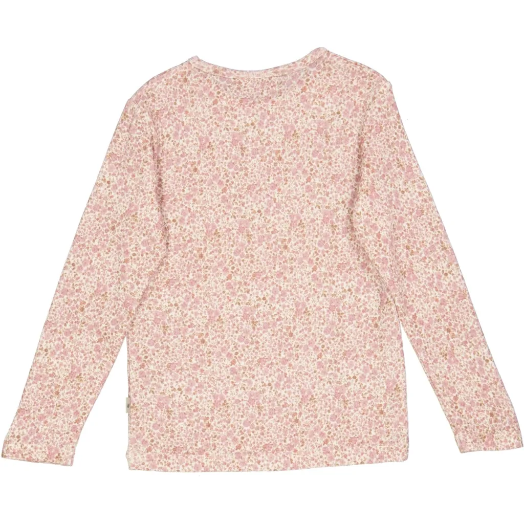 Wool T-Shirt LS - ivory flowers