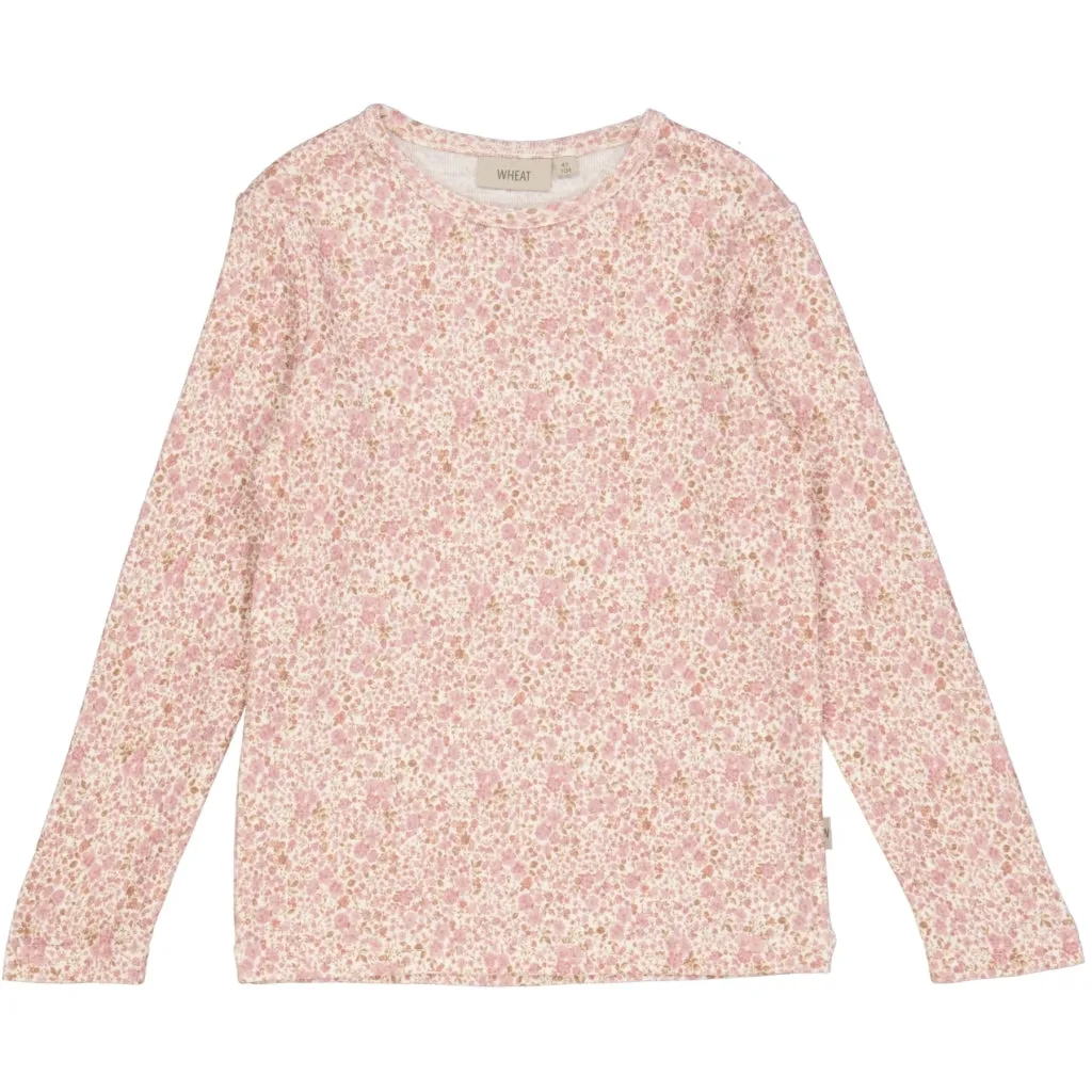 Wool T-Shirt LS - ivory flowers
