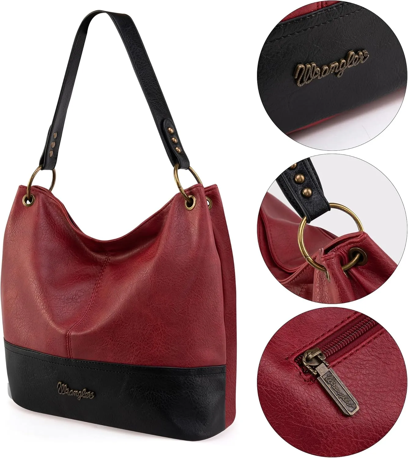 Wrangler Hobo Bags for Women Vegan Leather Top Handle Shoulder Purses and Handbags