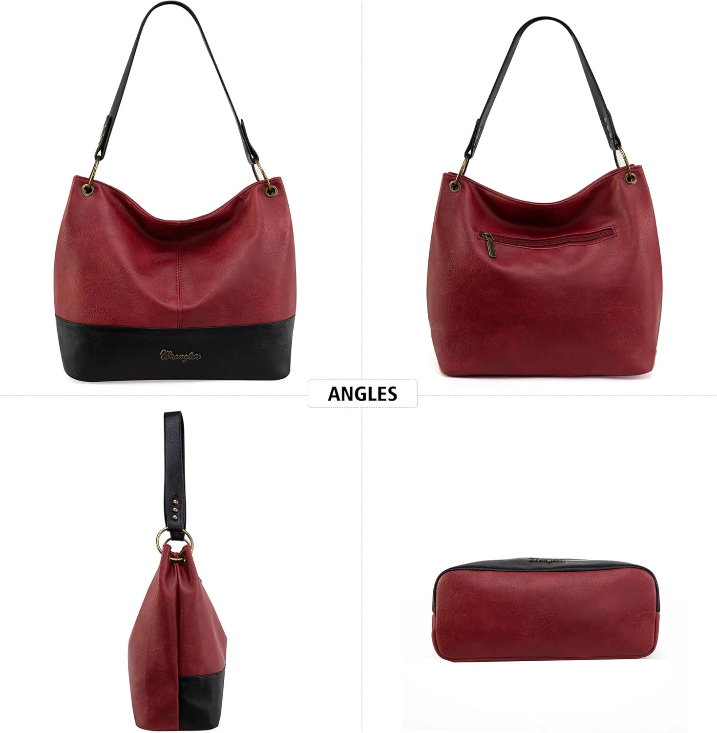 Wrangler Hobo Bags for Women Vegan Leather Top Handle Shoulder Purses and Handbags
