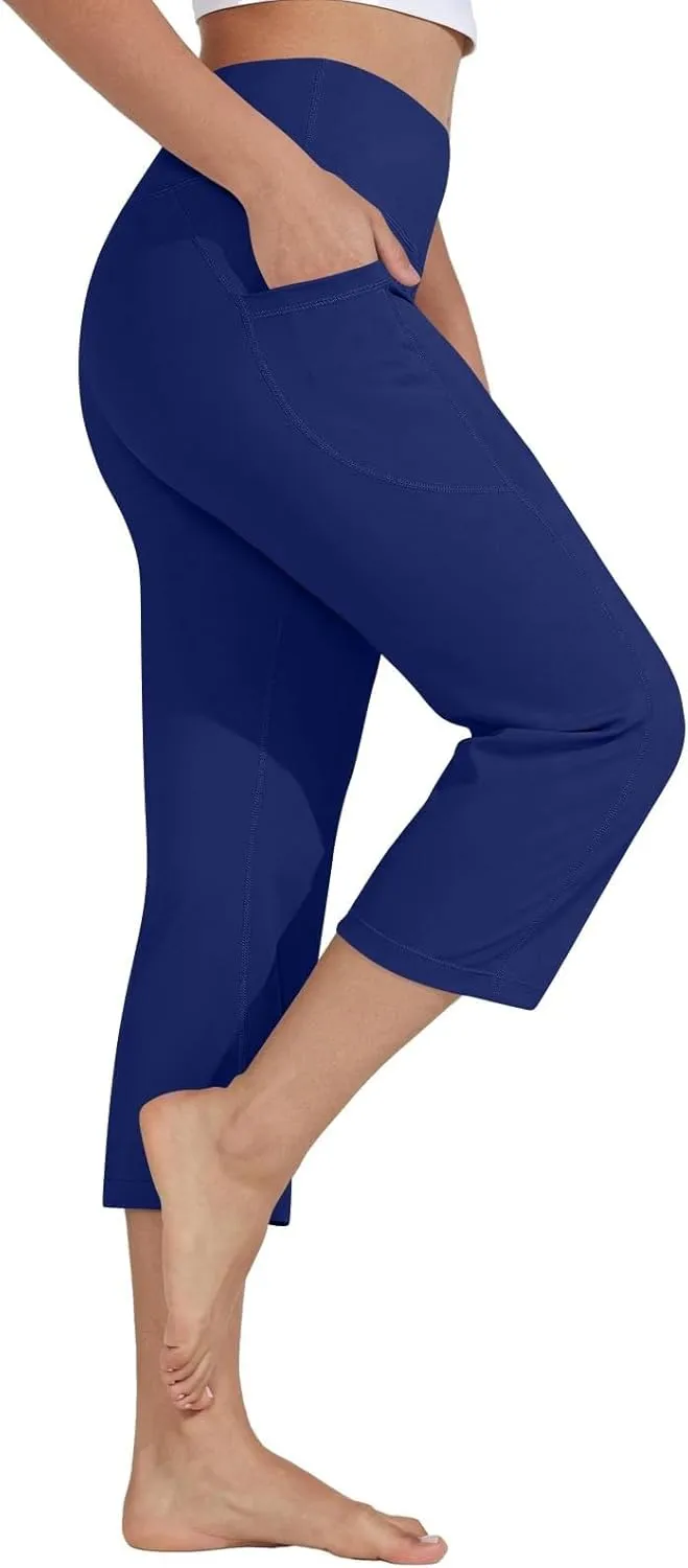 Yoga Capris with Pockets for Women Summer 2025 Dressy Casual Pants Stretch Lightweight High Waist Lounge Trousers