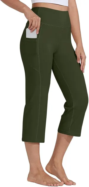 Yoga Capris with Pockets for Women Summer 2025 Dressy Casual Pants Stretch Lightweight High Waist Lounge Trousers