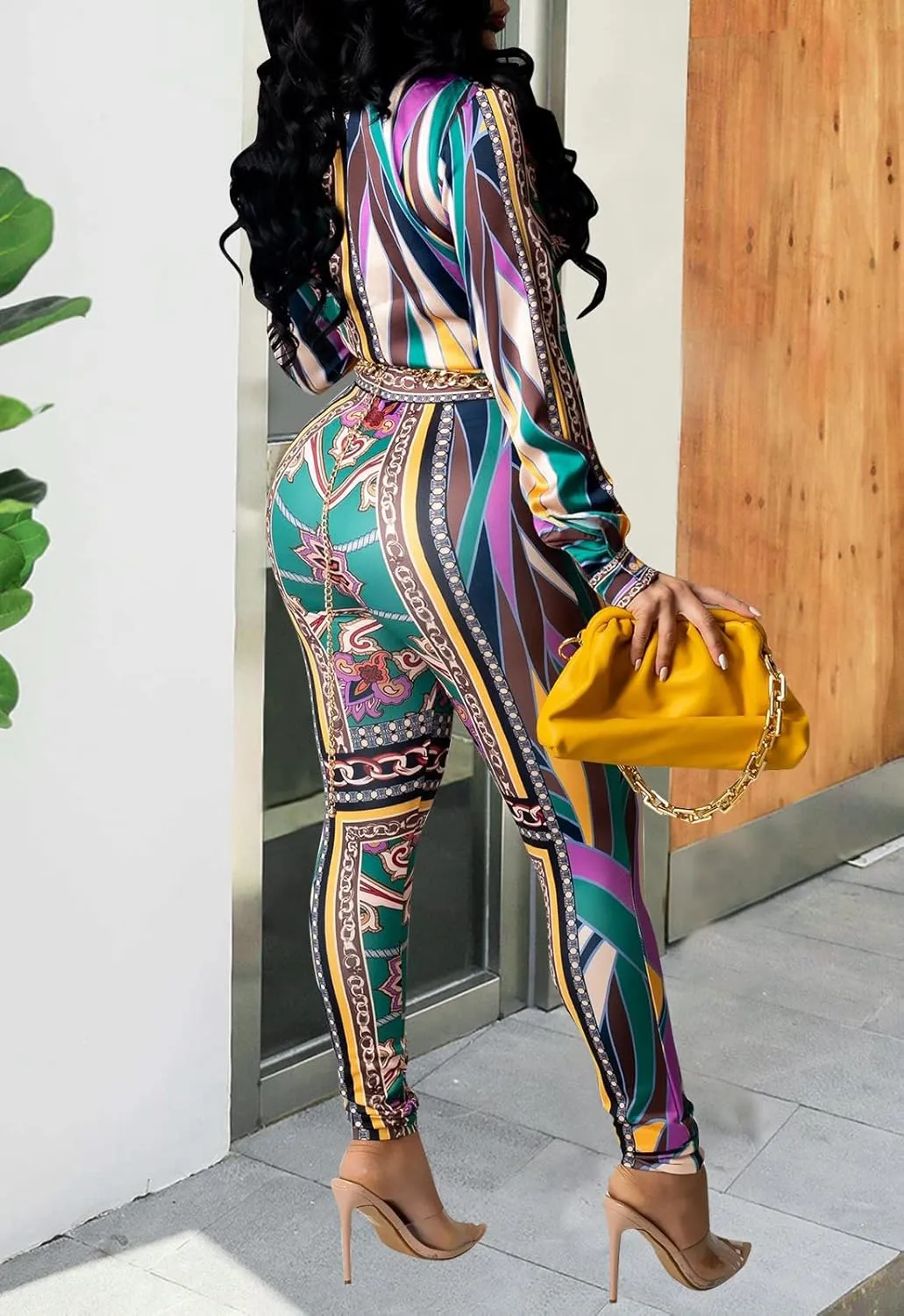 YouSexy 2 Piece Legging Pant Sets for Women Floral Print Long Sleeve Tracksuits Outfits