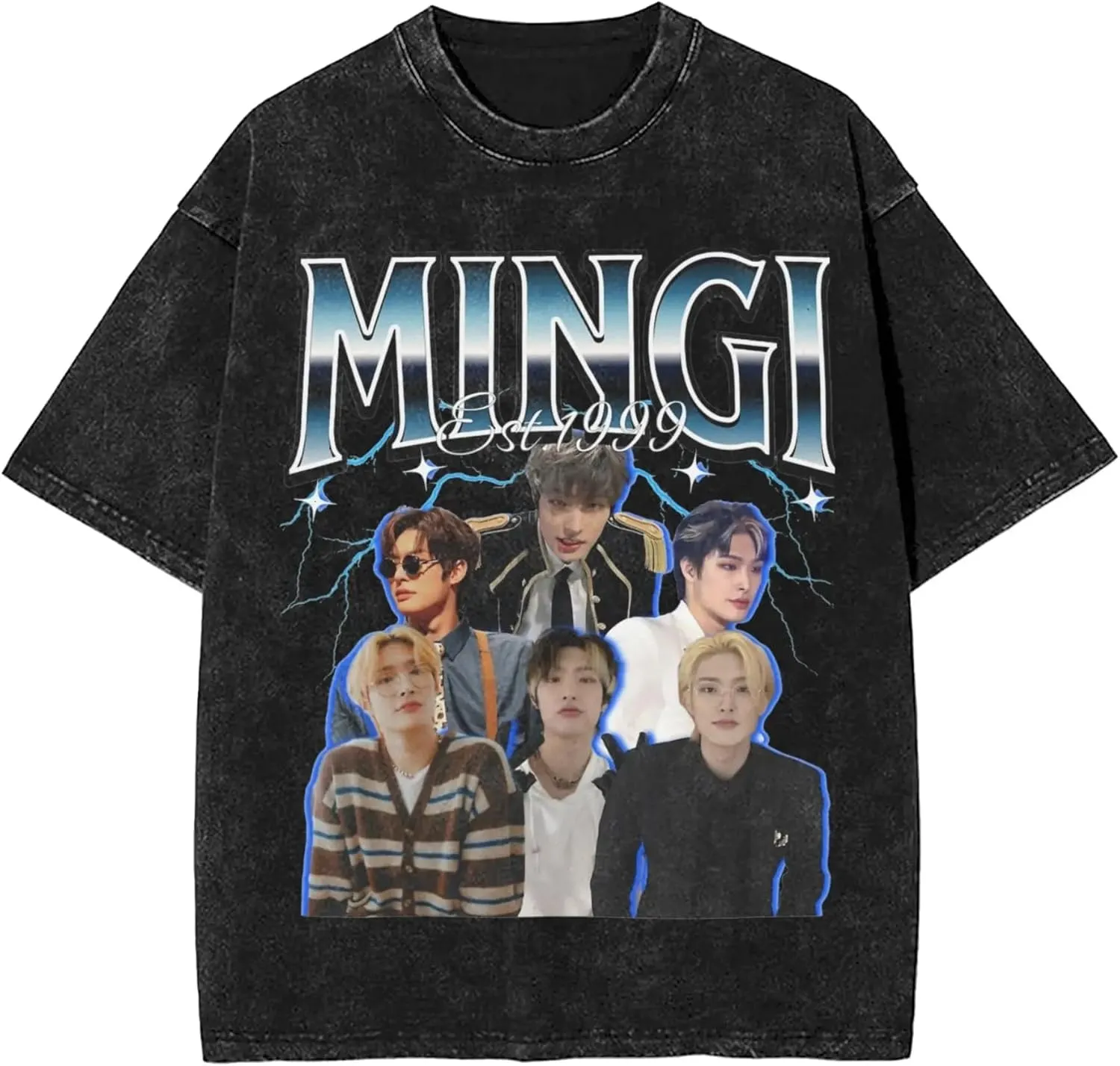 Yunho 90s ATEE-Z Kpop T-Shirt 100% Organic US Cotton  Hip Hop Washed Oversized Short Sleeve Tee, Unisex Streetwear Summer Top for Men & Women 3 / XXL