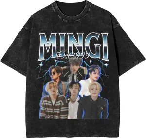 Yunho 90s ATEE-Z Kpop T-Shirt 100% Organic US Cotton  Hip Hop Washed Oversized Short Sleeve Tee, Unisex Streetwear Summer Top for Men & Women 3 / XXL