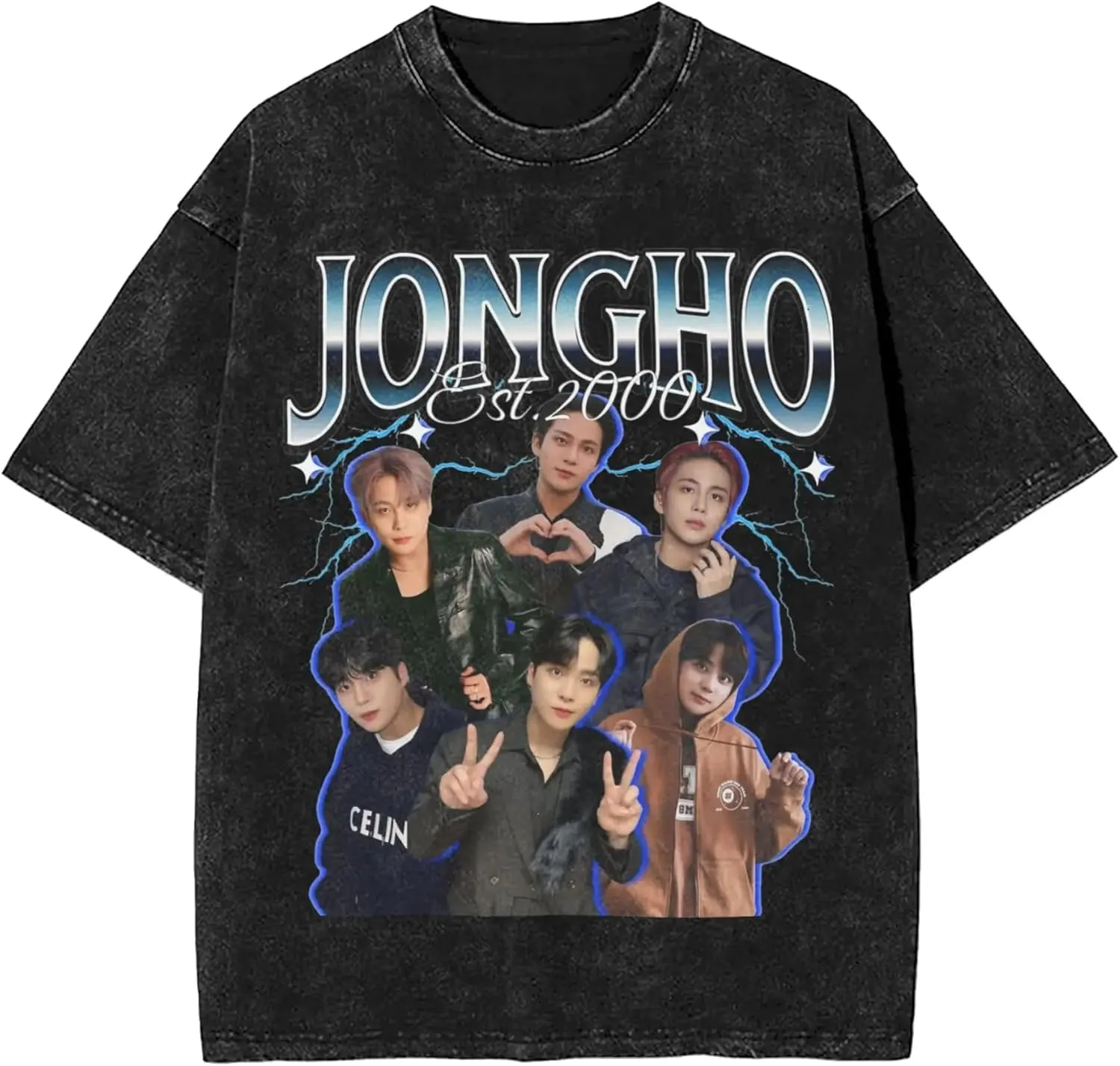 Yunho 90s ATEE-Z Kpop T-Shirt 100% Organic US Cotton  Hip Hop Washed Oversized Short Sleeve Tee, Unisex Streetwear Summer Top for Men & Women 4 / M