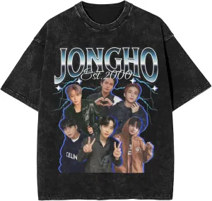 Yunho 90s ATEE-Z Kpop T-Shirt 100% Organic US Cotton  Hip Hop Washed Oversized Short Sleeve Tee, Unisex Streetwear Summer Top for Men & Women 4 / M