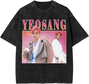 Yunho 90s ATEE-Z Kpop T-Shirt 100% Organic US Cotton  Hip Hop Washed Oversized Short Sleeve Tee, Unisex Streetwear Summer Top for Men & Women 9 / XL