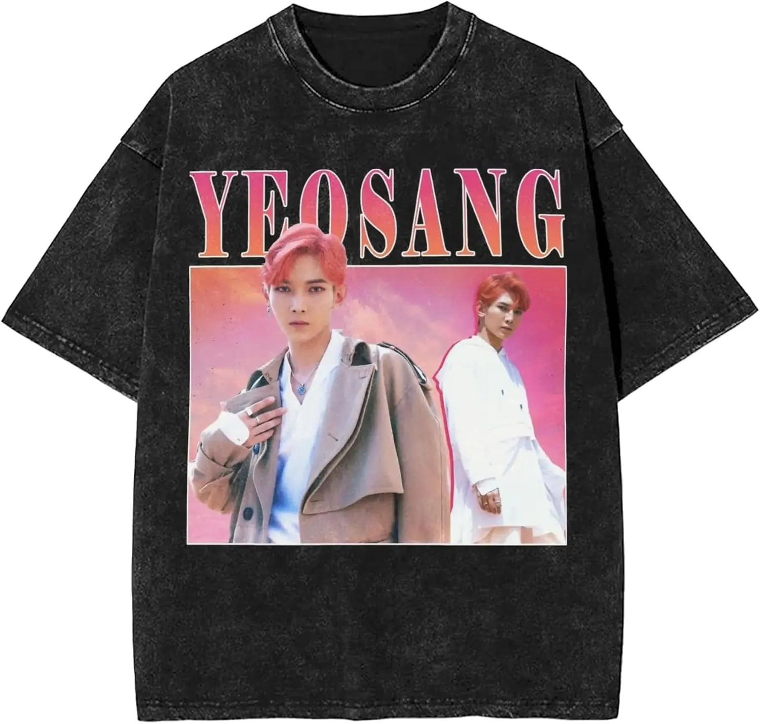 Yunho 90s ATEE-Z Kpop T-Shirt 100% Organic US Cotton  Hip Hop Washed Oversized Short Sleeve Tee, Unisex Streetwear Summer Top for Men & Women 9 / XL